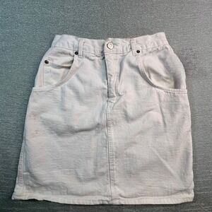 Y2K Preppy Streetwear 90s Mini Skirt High Waisted White Denim Cotton Size 5/6